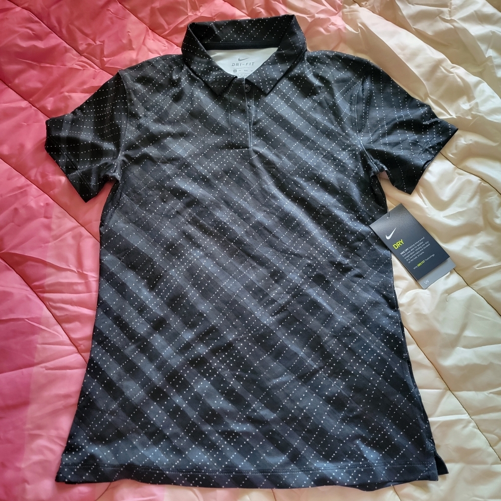 Nike Black Dri-FIT Polo with White Dots
